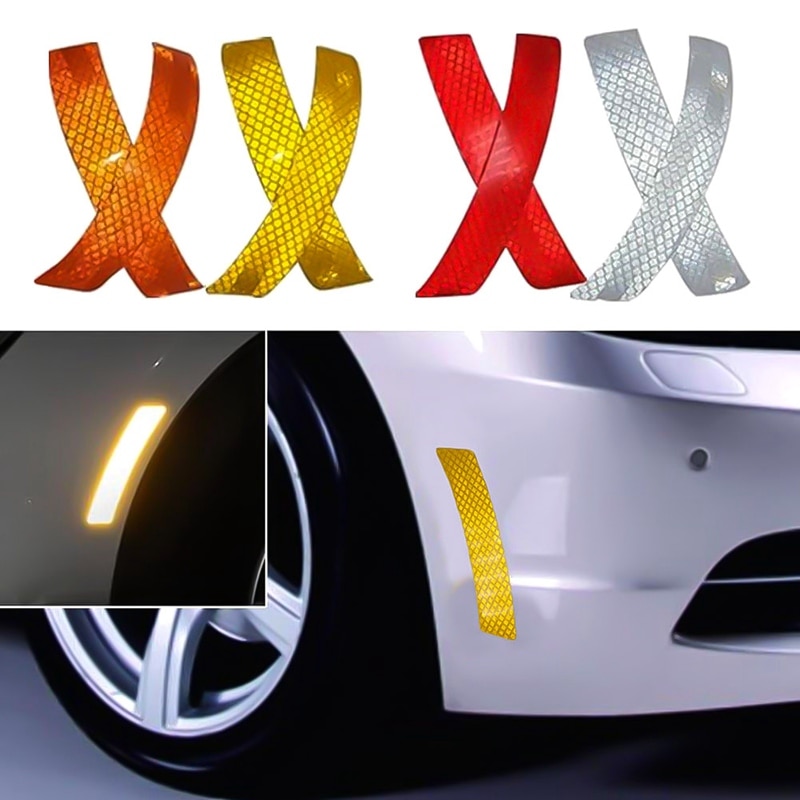 2 stks/set Auto Bumper Reflecterende Waarschuwing Strip Decal Stickers Auto Accessoire Reflector Stickers Auto Styling Decals