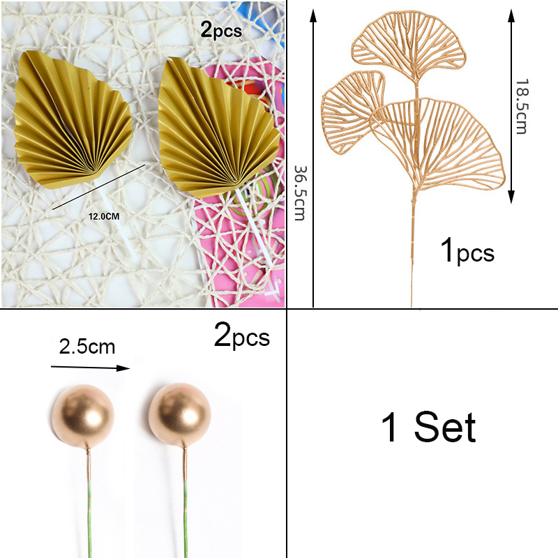 1Set Gouden Palm Blad Decoratie Bloem Voor Cake Topper Papier Verjaardag Gelukkig Party Cake Gouden Palm Bakken Gebak Decor bohemian: Mintgroen