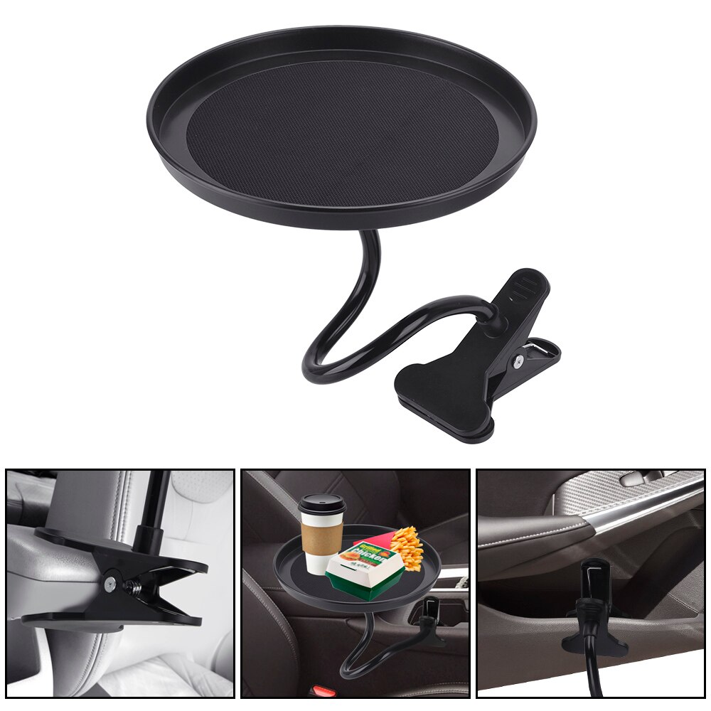 Car Cup Holder Multifunctional Clamp Bracket Adjustable Dining Table Car Food Tray Drink Coffee Bottle Organizer Swivel Tray