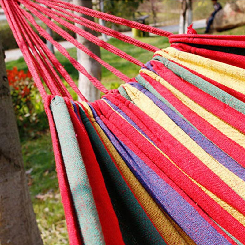 Enkele brede dikke canvas hangmat Outdoor Camping Backpacken Vrije tijd Schommel Draagbare hangende bed Slaapschommel Hangmat
