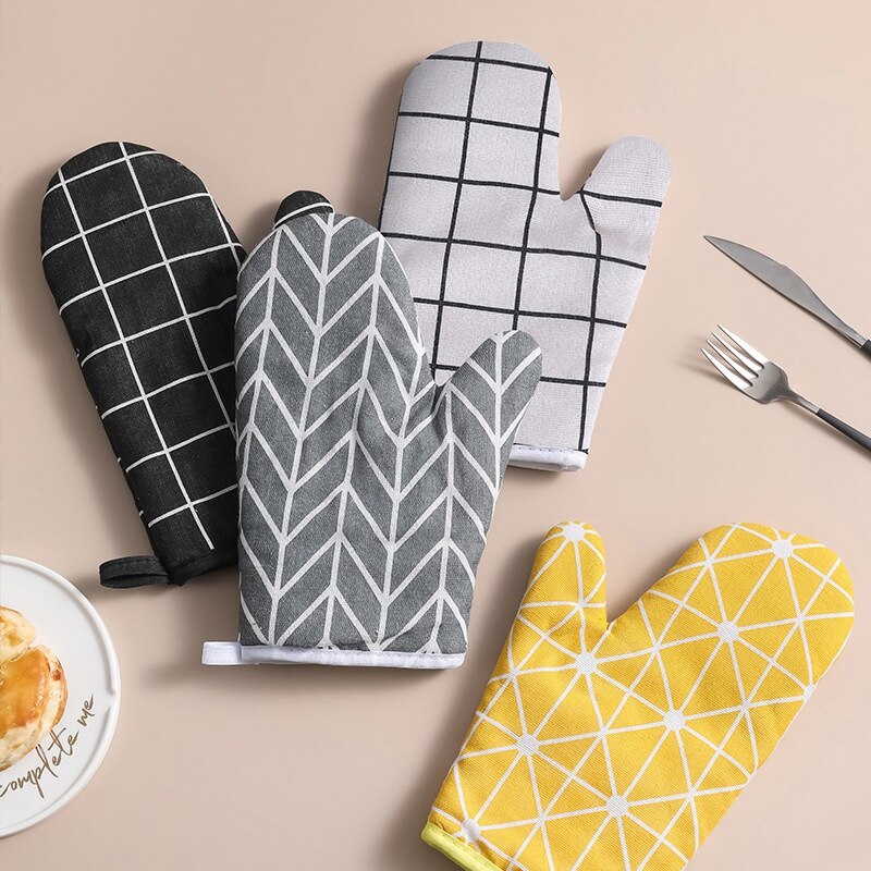 Gants de cuisine Anti-brûlure en coton, 1 pièce, mitaines de four isolantes Anti-chaleur avec lanière, outils de cuisson de cuisine