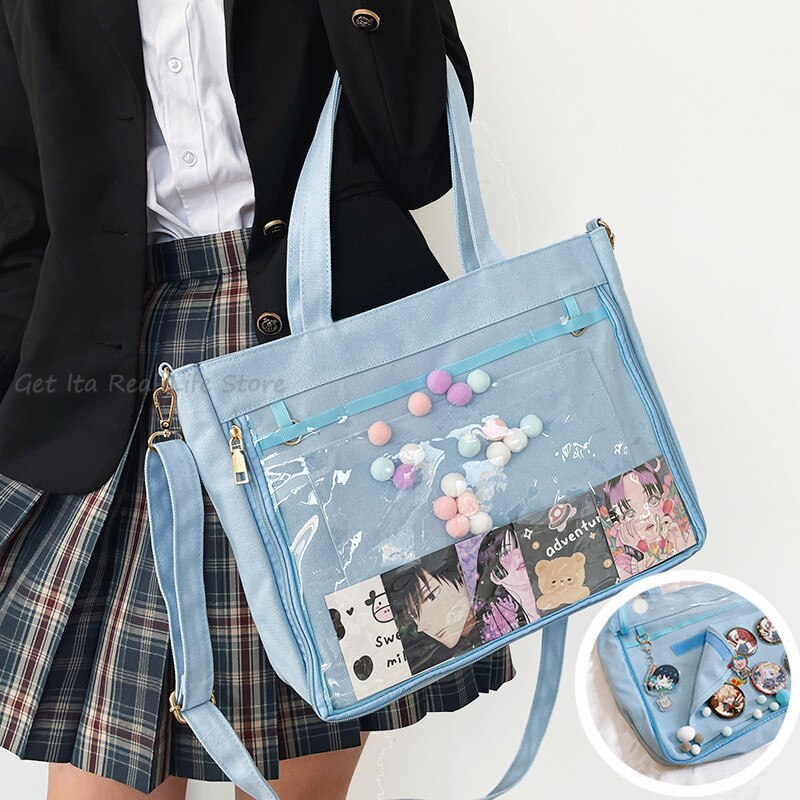 Ita Bag with Insert Double Straps Women Crossbody Kawaii Clear Bag Black Blue Transparent Girls Itabag Shoulder Bags H235