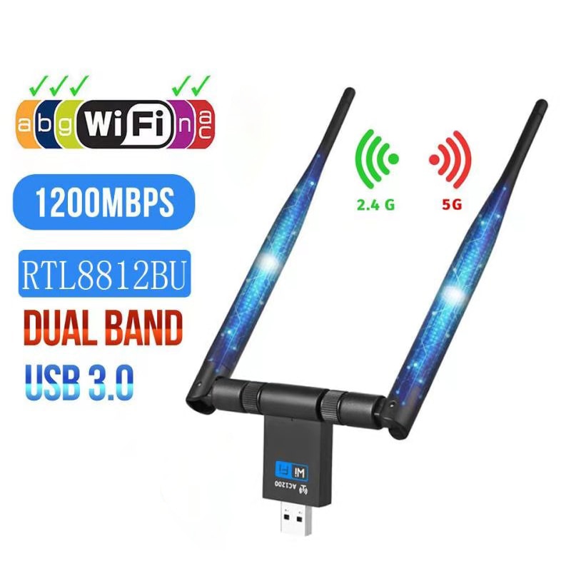 USB Antenna 5G Wifi Adapter 1200Mbps Dual Band Drive-Free USB Wifi Dongle Wireless Network Card For Desktop Laptop Windows MAC: 1200Mbps Model G