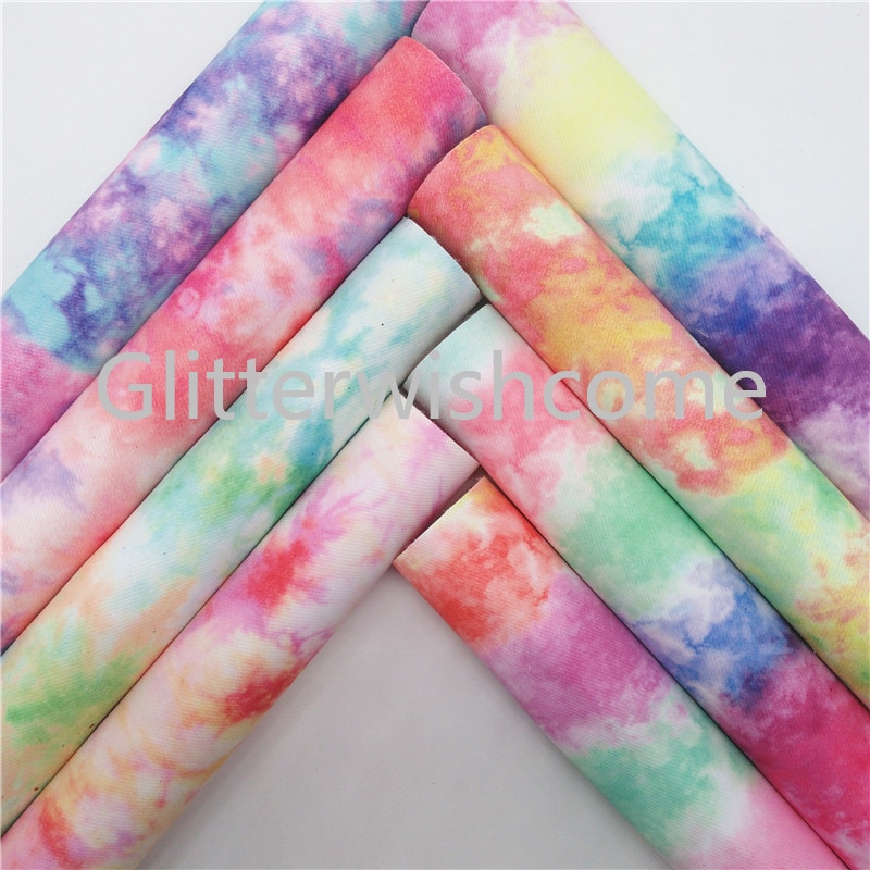 Glitterwishcome 21 x 29cm a4 regenboogkleuren katoenen stof voor strikken , gm587a