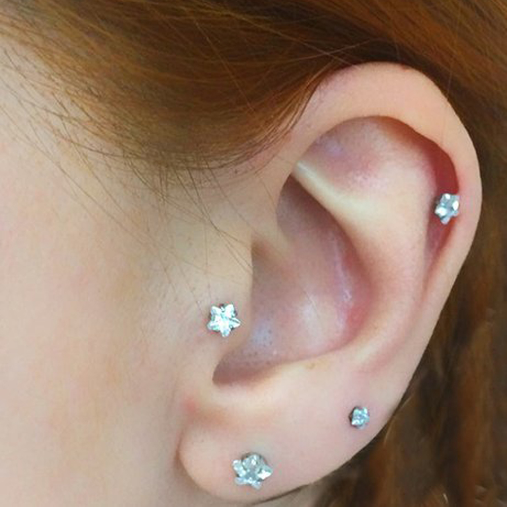 Pendientes de tuerca sin rosca para cartílago Tragus, Piercing de oreja, lóbulo, labio, Labret, 16G