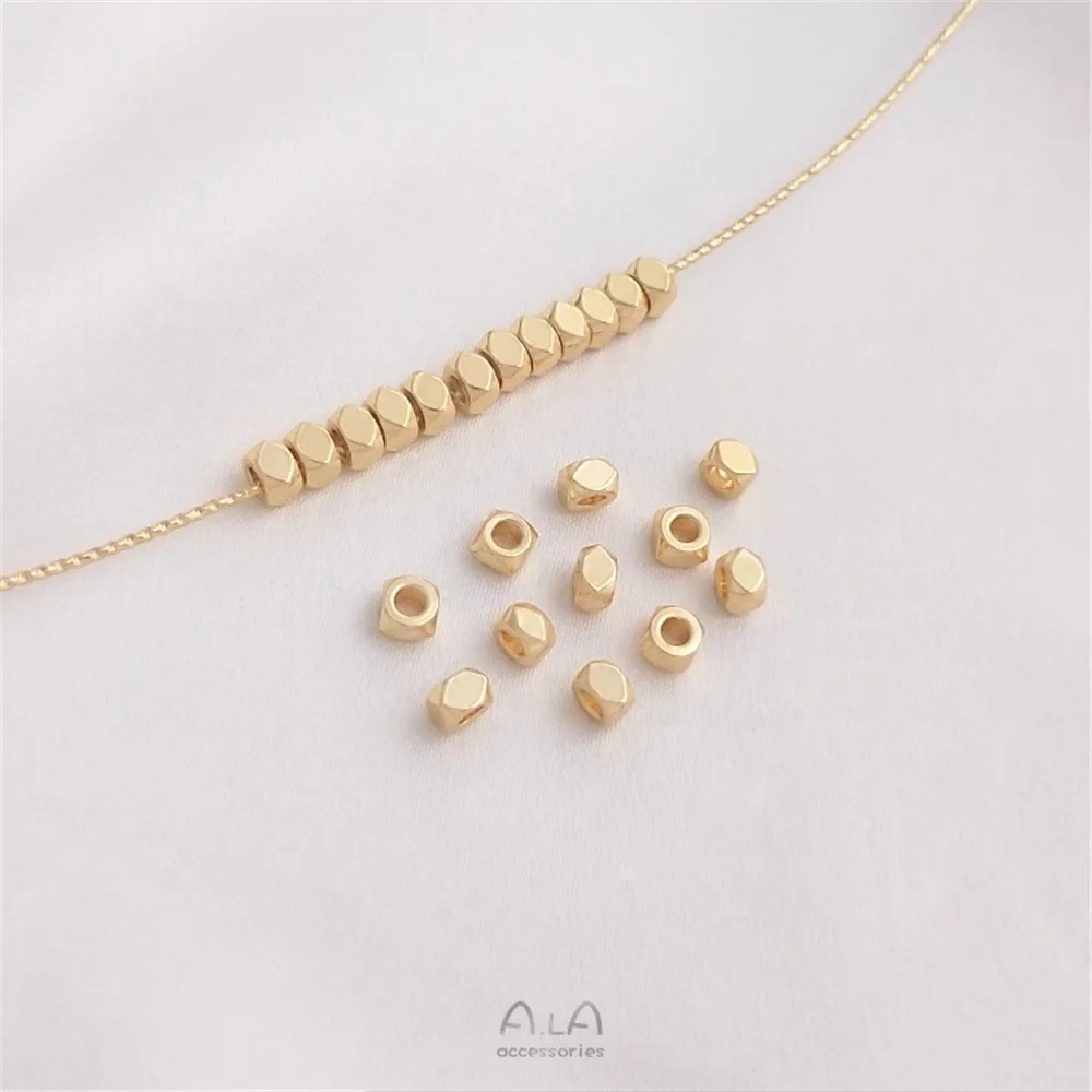 14K Gold Wrapped Kleine Gebroken Goud Kralen Driehoekige Spacer Diy Armband Hoofddeksel Handgemaakte Kralen
