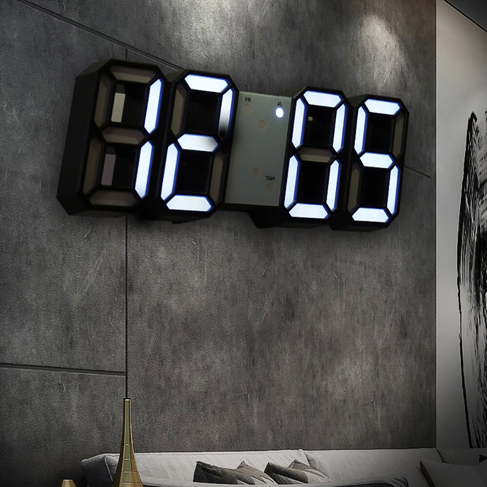 modern 3D groß Mauer Uhr LED Digital USB elektronisch Uhren an das Mauer leuchtend Alarm Tabelle Uhr Schreibtisch Heimat Dekor