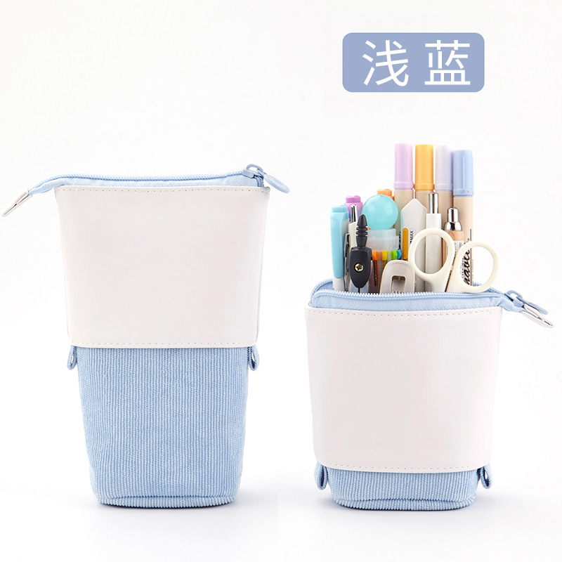 Estuche para lápices, portalápices de puntos, tela de lona, material escolar estacionario coreano, organizador de regla para niños, bolsa de , caja de pie para transformador
