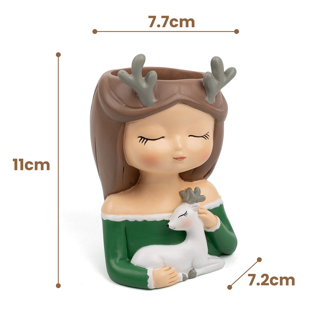 ESTATUILLA con cabeza para niña, maceta de resina para plantas suculentas, maceta para cultivo de plantas de jardín, adornos decorativos de Mesa para el hogar: H