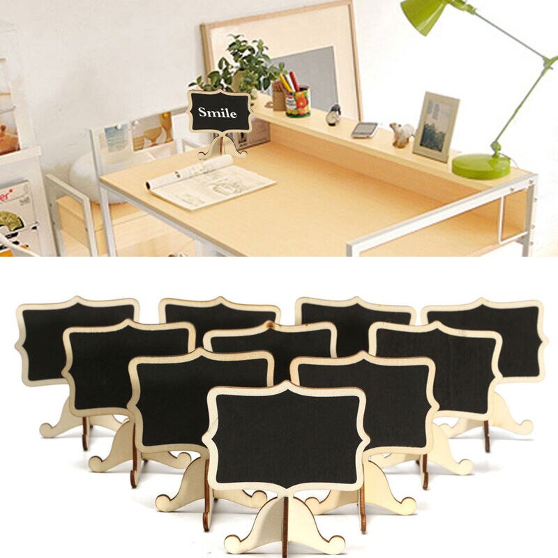 Trendy 10Pcs Mini Houten Kantoor Schoolbord Schoolbord Bericht Tafel Nummer Wedding Party Decor Labels Houder Clip