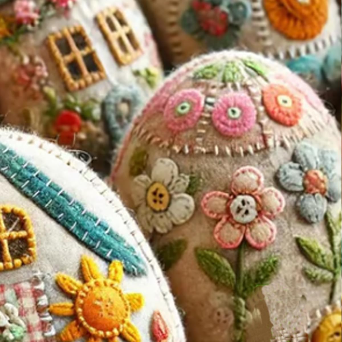 Patchwork Felt Egg House DIY Kit Patchwork Felt Egg House DIY Bunny House Craft Kit Easter Craft Decor,Handmade Cozy Egg House: DARK GRAY