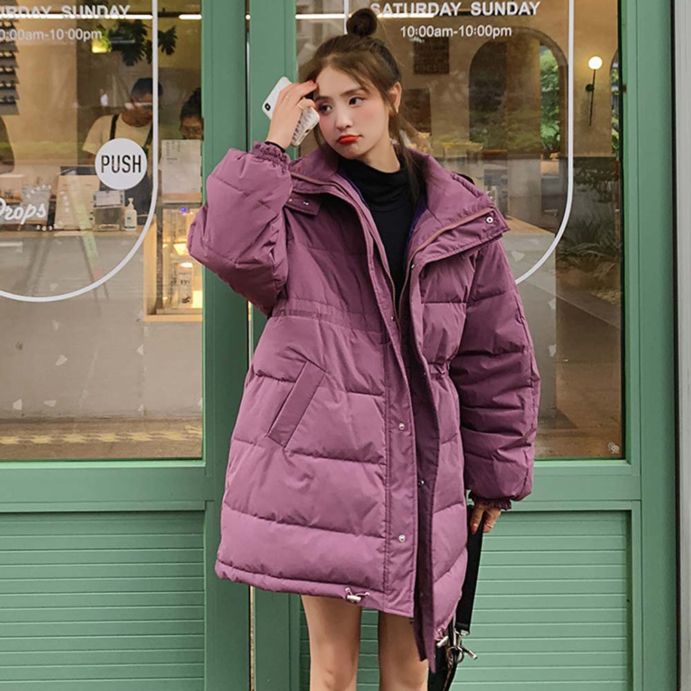Vielleicht winterjas dames opstaande kraag oversized chique jas losse warme capuchon parka lange winterjas dames