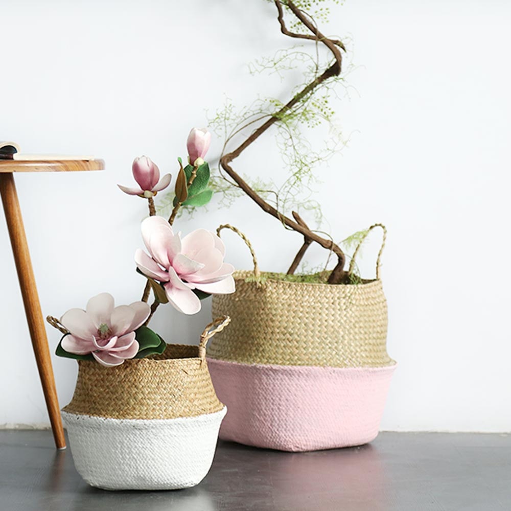 Zeegras rieten mand hangende bloempot wasmand opbergmand decoratieve accessoires  #30
