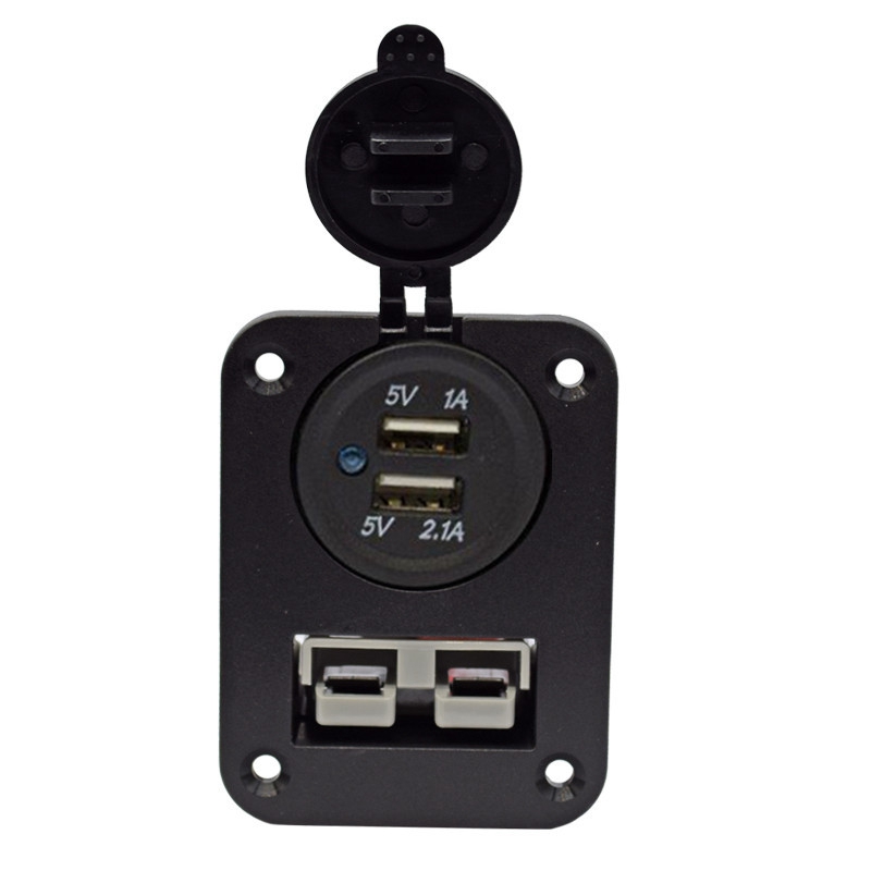 Flush Mount Anderson Plug Socket Double USB Charger Panel for Caravan Camper Boat Truck RV