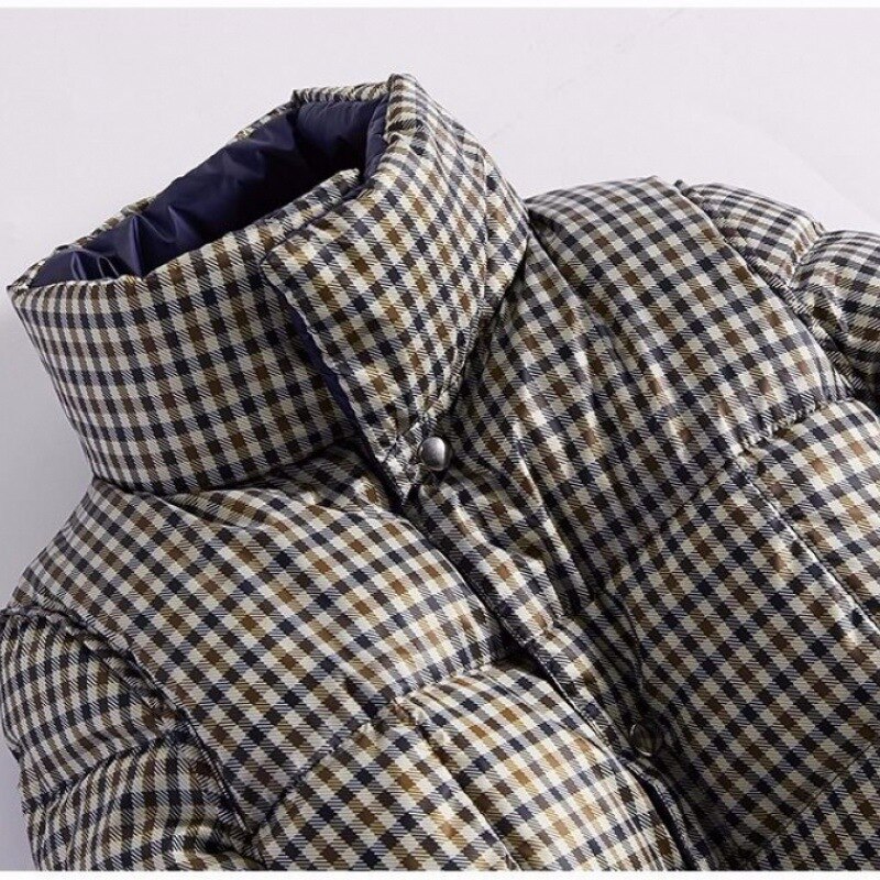 Luzuzi-Chaqueta de plumón largo de doble cara para mujer, Parkas cálidas de invierno con cuello alto a cuadros, plumón de pato blanco, ropa de abrigo para nieve,