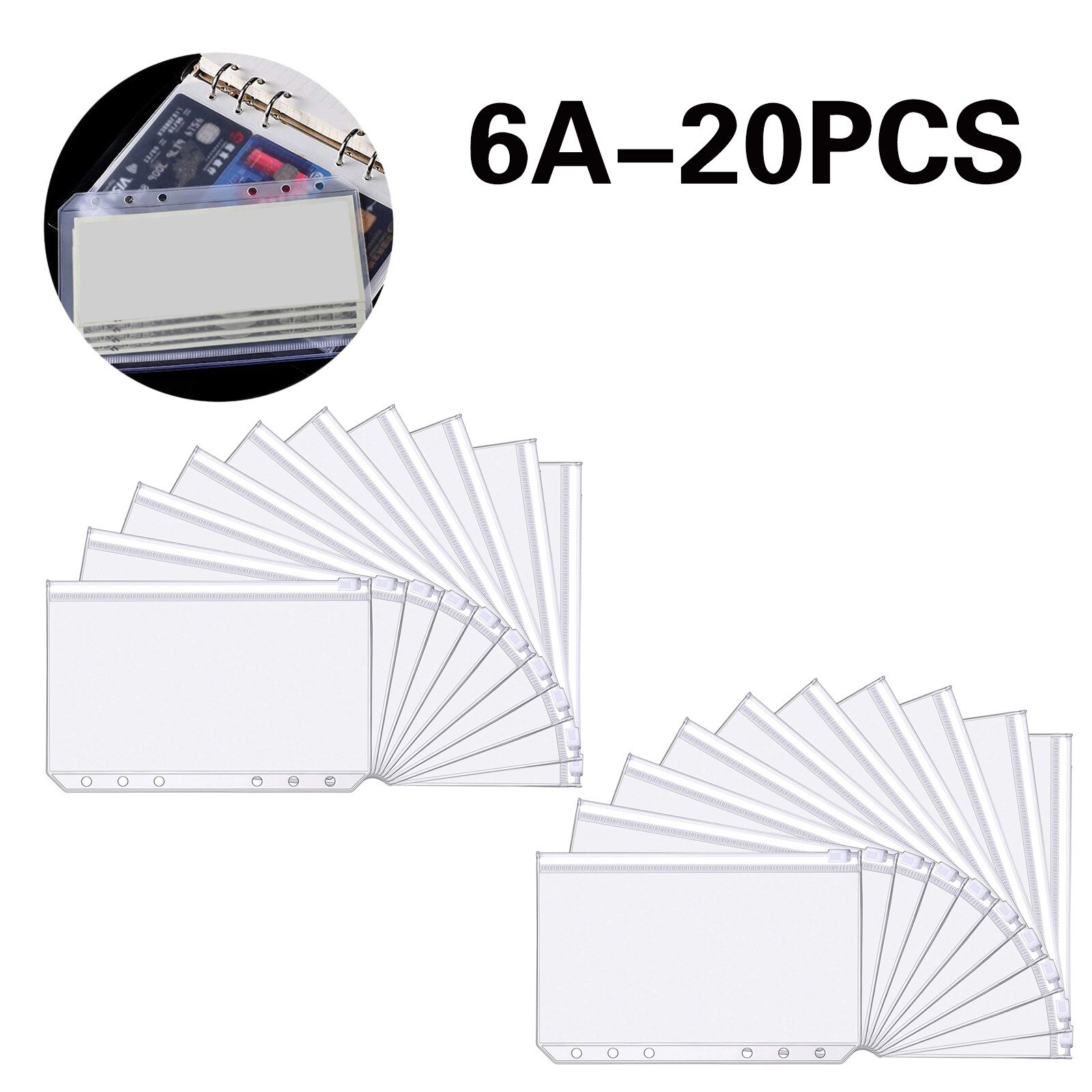 A6 Binder Pockets Plastic Binder Zip Lock Envelope Binder Organization Stationery School File Folder Waterproof Loose Leaf