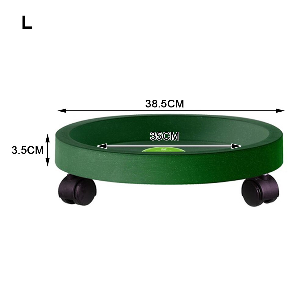 Removable Flower Pot Tray Universal Wheels Round Plastic Tray Flower Pot Rack Plant Stand Rolling Potted Plant Stand Fe25: Green L