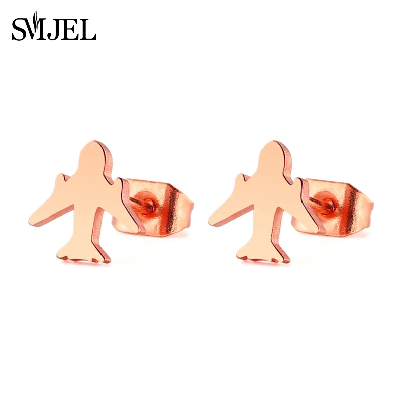 SMJEL-pendientes pequeños negros para bicicleta para hombre y mujer, joyería para Piercing en la oreja de acero inoxidable, aretes deportivos para Fitness,: Color oro puro