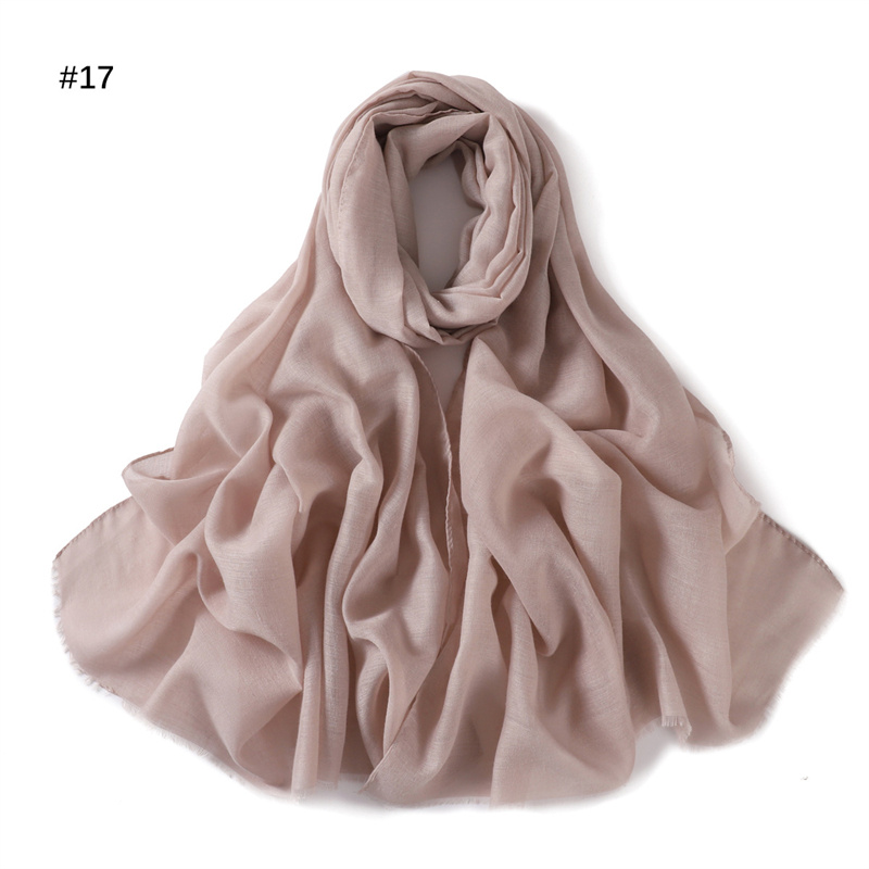 Women Ramadan Muslim Hijab Cotton and Linen Soft Autumn and Winter Solid Color Islam Scarf Headscarf Shawl: GRAY