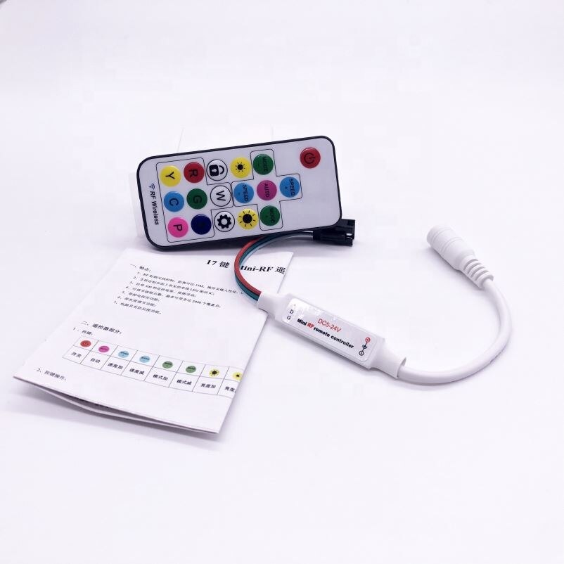17Key Rgb Controller Dc 5V 12V SP103E Rgb Draadloze Afstandsbediening Mini Rf Led Controller WS2812 WS2811 Kleur Voor led Light Strip