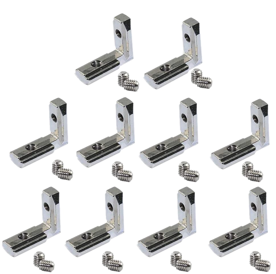 20 piezas Interior en forma de L con ranura en T para Conector de esquina Interior, soporte de unión para Perfil de extrusión de aluminio, ranura de serie , 6mm: Default Title