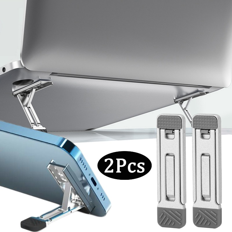 Foldable Laptop Holder Mini Invisible Notebook Riser Bracket Self-adhesive Phone Table Desktop Kickstand Computer Cooling Stand
