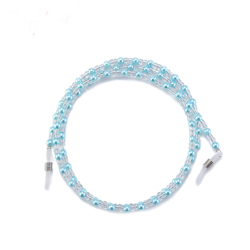 Luxus Glas Faux Perle Perlen draussen Brille Sport Seil Brillen Hängende Kette Sonnenbrille Schlüsselband Schnur Halsband Kette Schnur: Blau