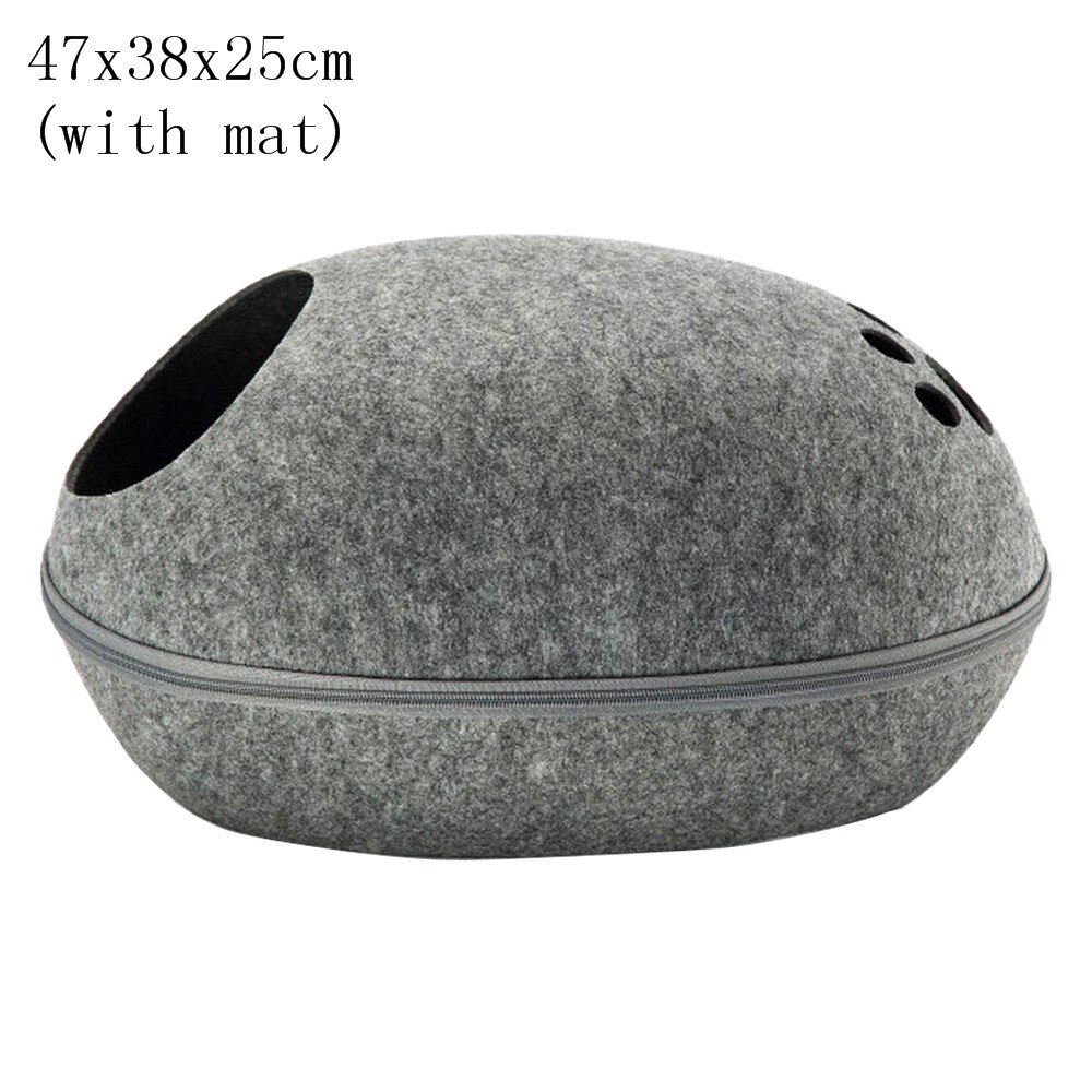 Pet Bed Cat House Nest With Zipper Detachable Cushion Portable Dog Mat Egg Shape Dog Kennel Cat Bed Cats Cave Sleeping Mat: gray