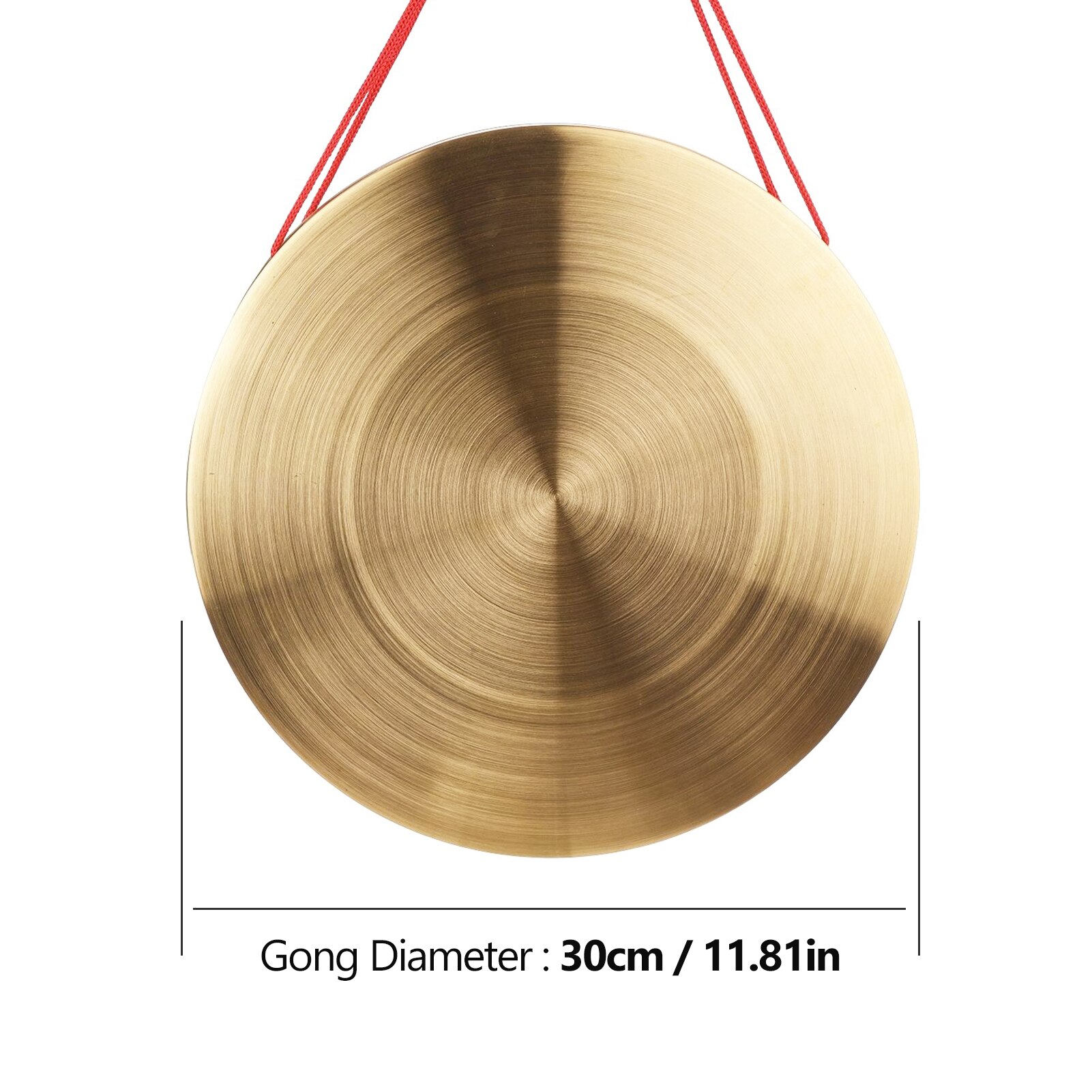 15 / 22 / 30 cm hånd gong bækkener messing kobber gong kapel opera percussion instrument med rund spille hammer: 30cm