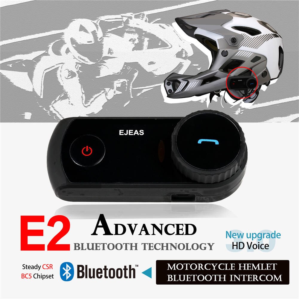 EJEAS E2 Originele VOX Bluetooth Motorhelm Intercom Moto Interphone Headset + Soft Microfoon Draadloze Headset BT Interfone