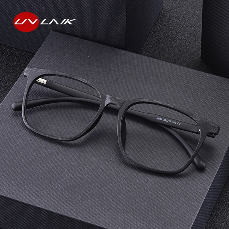 UVLAIK TR90 Glasses Frame Men Women Ultralight Imitation Wood Grain Myopia Spectacle Frame Casual Square Retro Eyeglasses