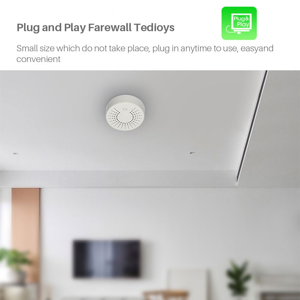 Sensor de temperatura de humo Wifi inteligente Sensor de temperatura de humo inalámbrico Detector de temperatura automatización sistema de alarma de seguridad para el hogar vida inteligente