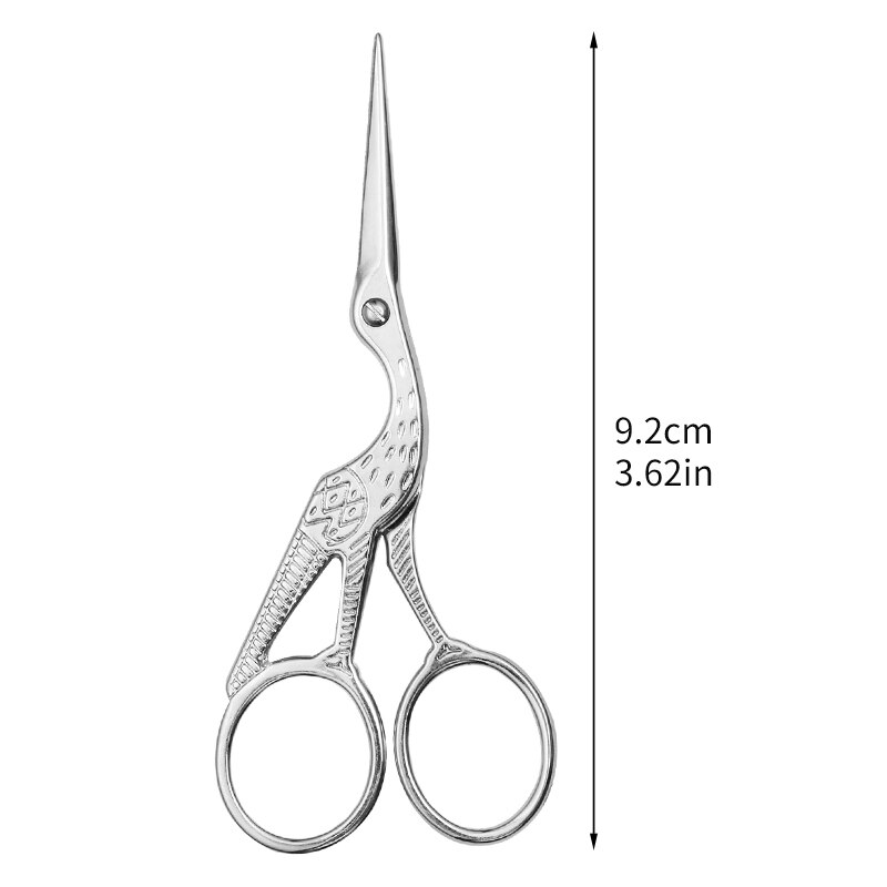 SHWAKK Stainless Steel Embroidery Tailor Scissors Crafts Dressmaking Sharp Handled Needlework Cross stitch Sewing Scissor: 9.2cm silver