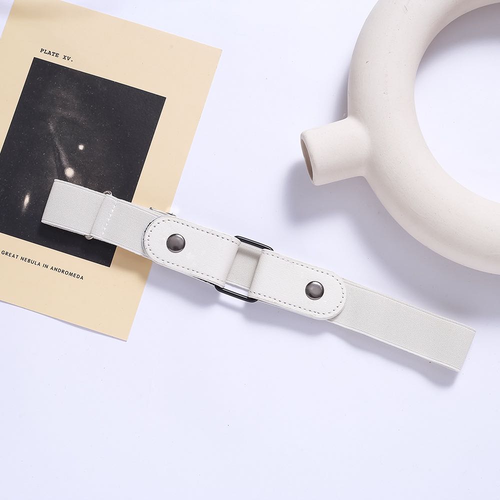 Buckle-Free Adjustable Elastic Stretch Belt, No Buckle Invisible Belt for Men Women Casual Jean Pant Dress, No Hassle Waist Belt: Milky White