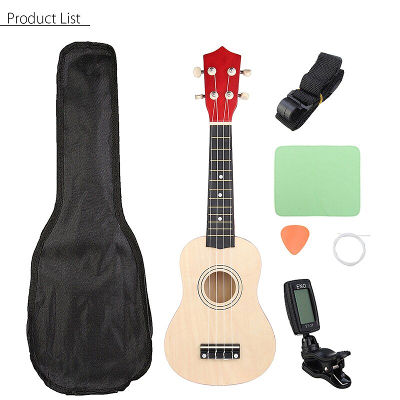 21 inch Ukulele Soprano 4 Strings Hawaiian Guitar Basswood Guitar Kids Stringed Musical Instruments for Music Beginner: Burlywood