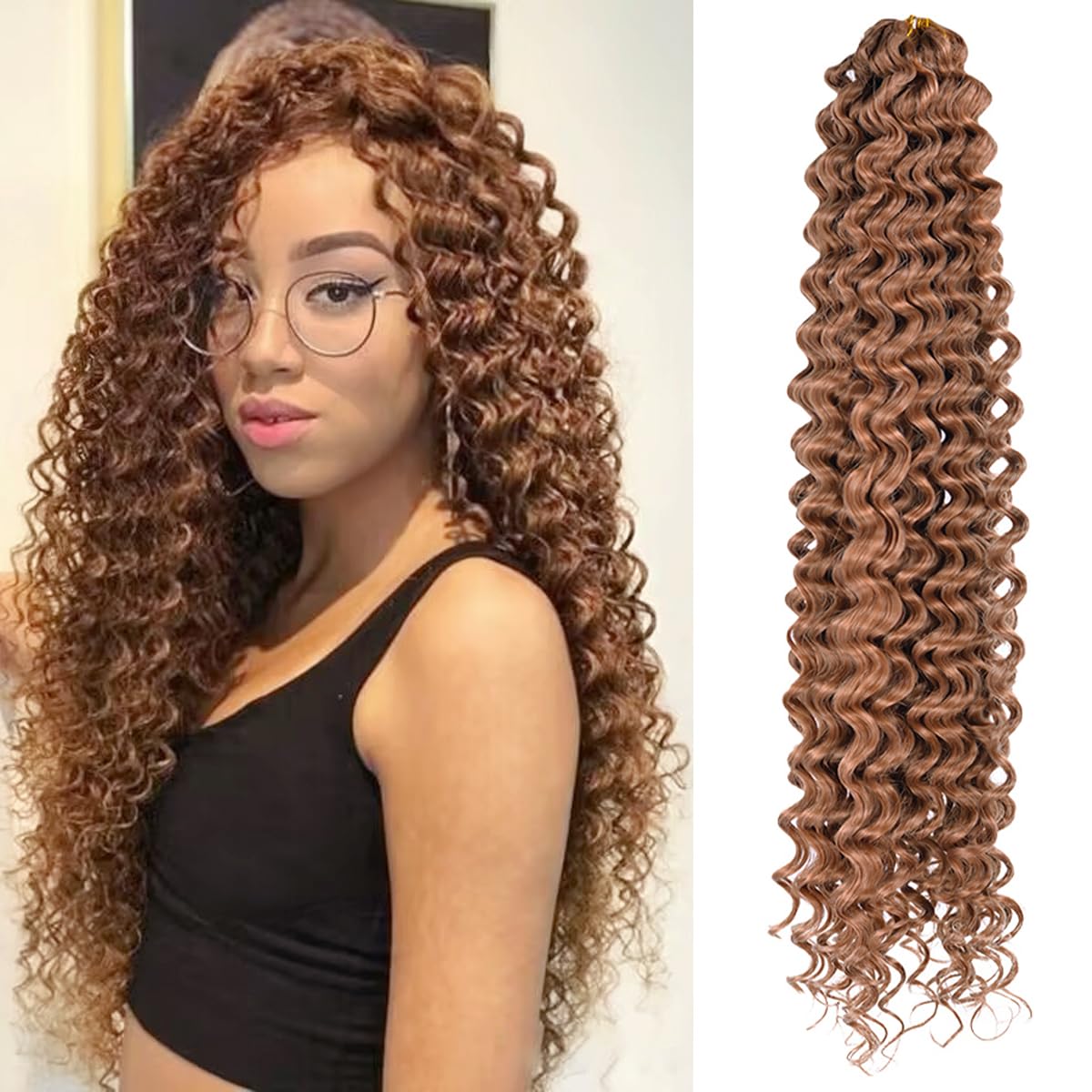 Diep golfhaar Watergolf Twist Gehaakt haar Synthetische gehaakte vlechten Ombre Blonde Afro-krullen Diepe golfvlechthaarverlenging: 1B/30HL / 22 inch