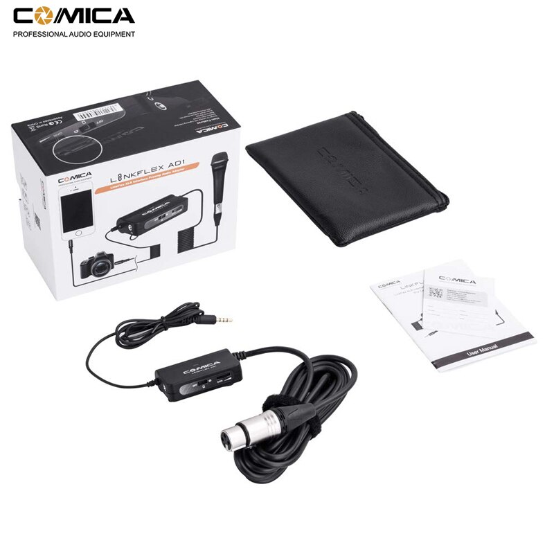 COMICA AD1 XLR to 3.5mm Microphone Preamp Audio Mixer Adapter for Camera Android Smartphone iPhone