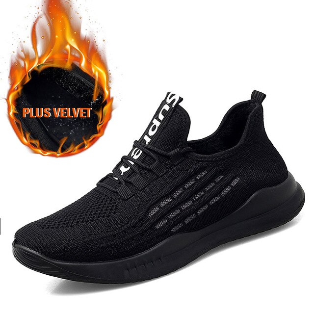 Unisex Paar Schuhe Atmungsaktive Mesh Turnschuhe Für Männer Frauen Winter Laufschuhe Mit Fell Warme Turnschuhe Männer Sport Trainer: black / 4,5