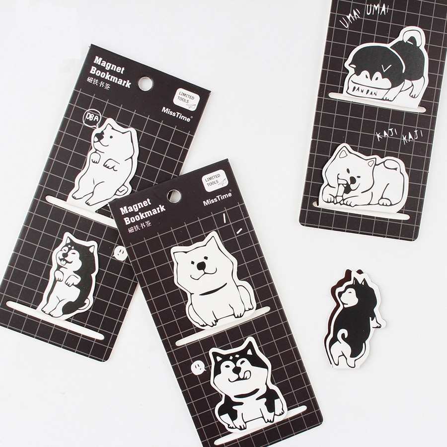 4 Stuks Cartoon Shiba Inu Hond Magnetische Bladwijzers Voor Boek Magneet Paperclip Stationery Office Accessoires Schoolbenodigdheden A6166