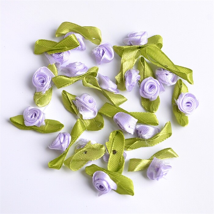 Mini Roses artificielles en soie, 500 pièces, 1.5cm, ruban en Satin, fleurs, fait à la main, décoration de mariage: Light purple