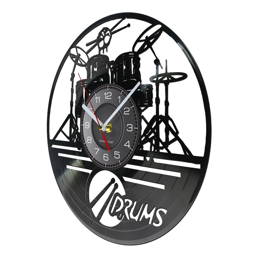 Gitarre Schlagzeug einstellen Silhouette LED-hintergrundbeleuchtung reloj Musik Moderne Vinyl Uhr 3d Wanduhr horloge Band Mitglied Fan Handgemachtes