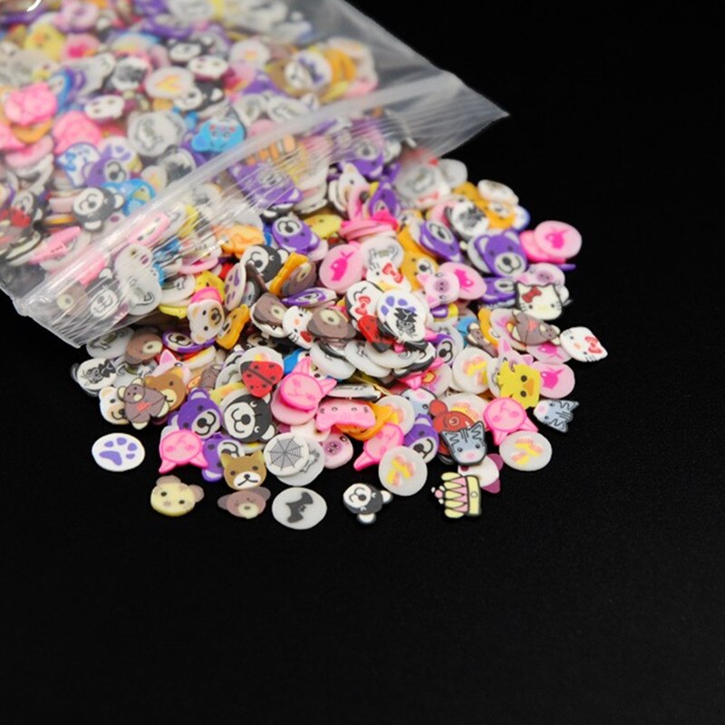 ¡Novedad de 1000 Uds! rodaja de animales de arcilla polimérica 3D Micro Fimo de Arte de uñas DIY clavos decorativos accesorios de parche