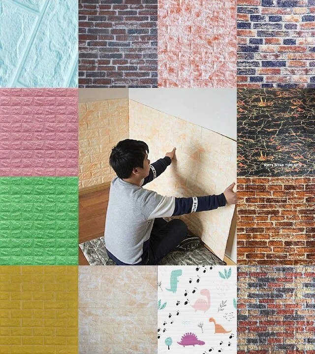 12 color Seçenekli Adhesive Panel Wall Cladding-Wall Paper 335829296