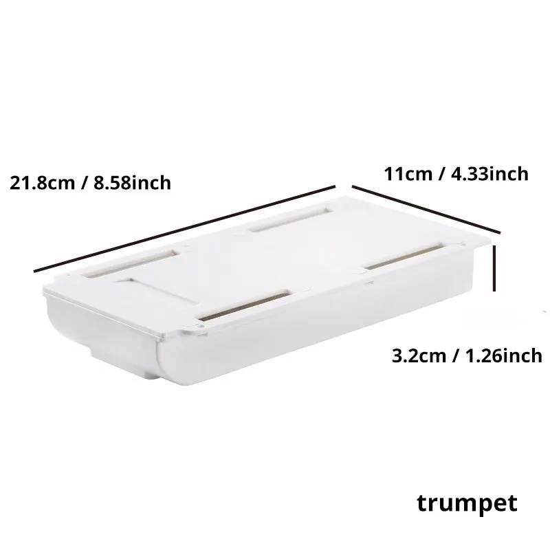 2pc Weiß Selbstklebende Lagerung Schublade Kasten machen-hoch Bleistift Tablett Schreibtisch Versteckte Unter Schreibtisch Stehen Selbst-klebe Unter-schublade Lagerung Kasten: Schwarz