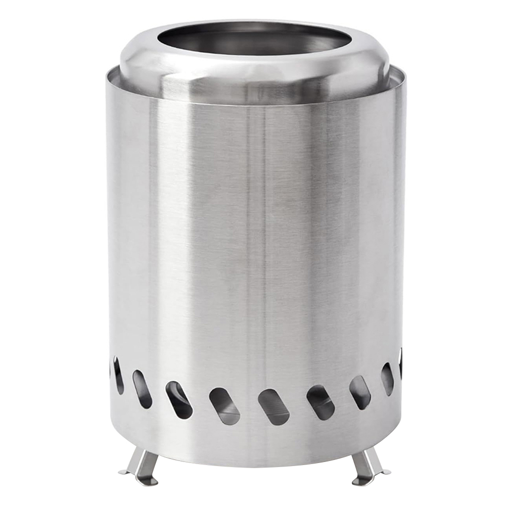 Mini bordseldstad i rostfritt stål, bärbar minispis, minieldstad, vedeldad eller pelletsdriven, bärbar brasa: Silver-