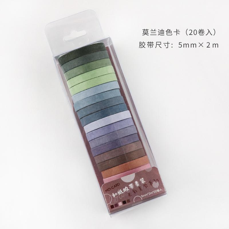 Washi tape papel adhesivo decorado multicolor para hacer scrapbooking, cinta de papel de arroz, celo japonés, decoración, manualidades, álbum de recortes, papelería japonesa, varios colores, paquete de 20 rollos