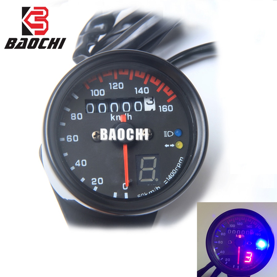 Refit Universal Motorcycle Eletric Speedometer 0-5 Gear Instruments Escape Odometer Tachometer for Retro Harley CG125 Scooter