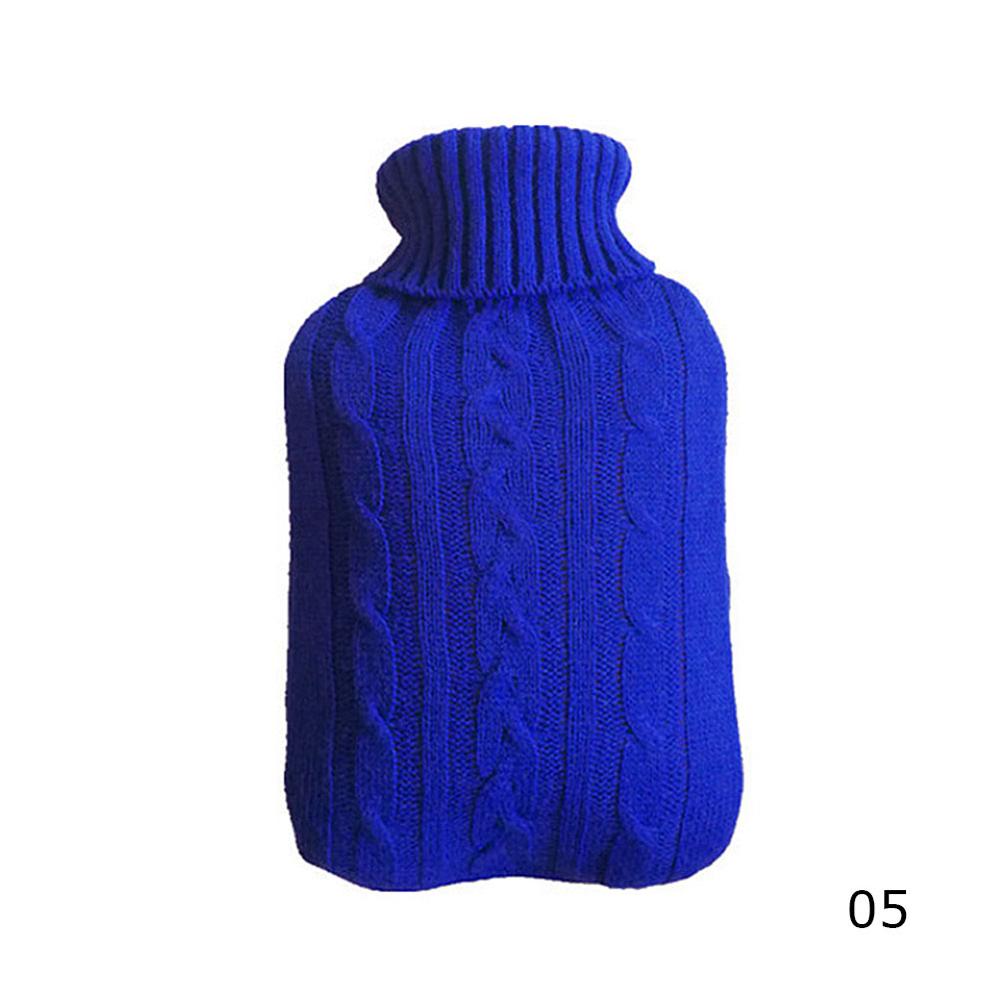 2000Ml Warm Water Fles Gebreide Cover Effen Kleur Water Gevulde Tas Doek Cover Handwarmer Winter Soft water Fles: Dark Blue