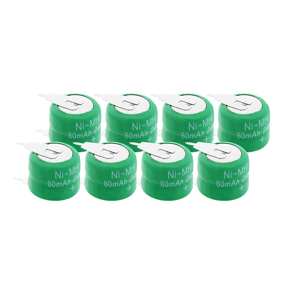 1/2/4/6/8/10Pcs 2,4 V 80H 80mAh Ni-Mh Nimh taste Batterie Pack Münze Zelle Ersatz Batterien Wiederaufladbare 80H Münze Batterien: 8  Pieces