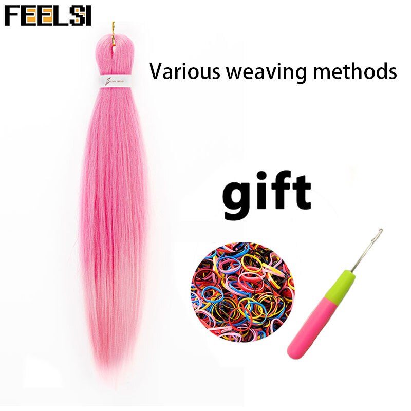 Synthetic hair Braids Ombre Braiding Hair Extension Box Braids Hair Pink Purple Yellow Golden Colors Crochet braids Kanekalon: T1/35